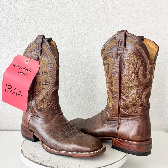 Rod Patrick Mens Cowboy Boots 13AA Perro Loco Brown Leather Western Square Toe - Picture 1 of 13